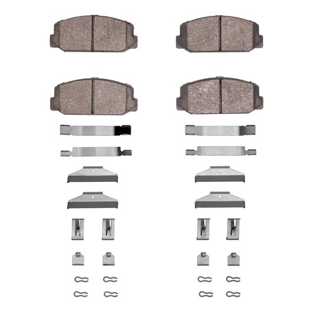 Dynamic Friction Co 5000 Advanced Brake Pads - Semi Metallic and Hardware Kit, Long Pad Wear, Front 1551-0178-02